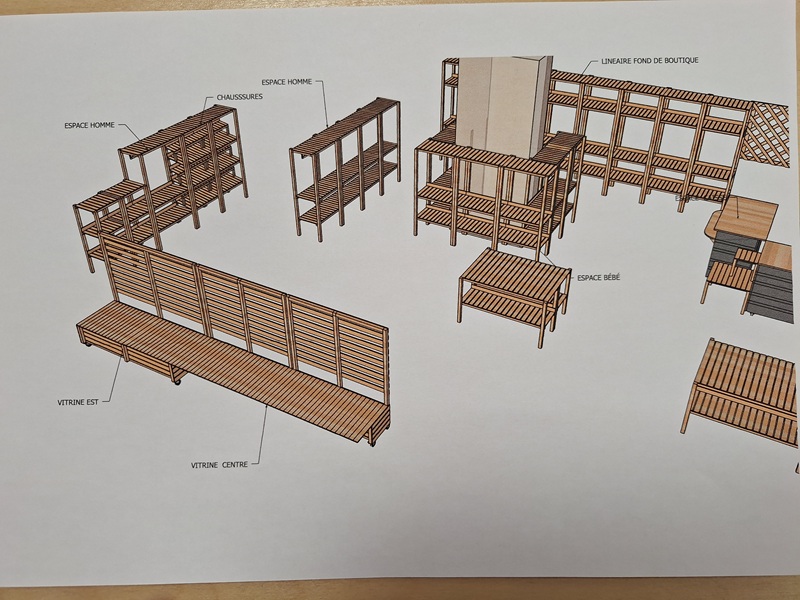 Plan d'aménagement du mobilier de l'épicerie étudiante ESOPE 2